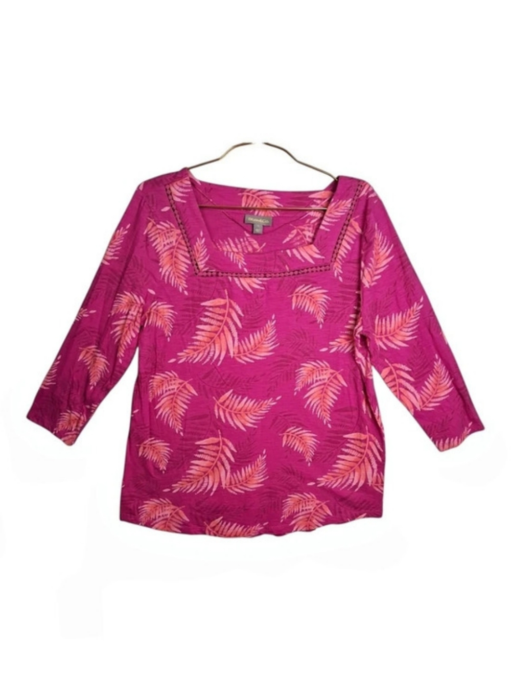 Style&Co. Floral Cotton Blouse in Pink & Orange Size Large